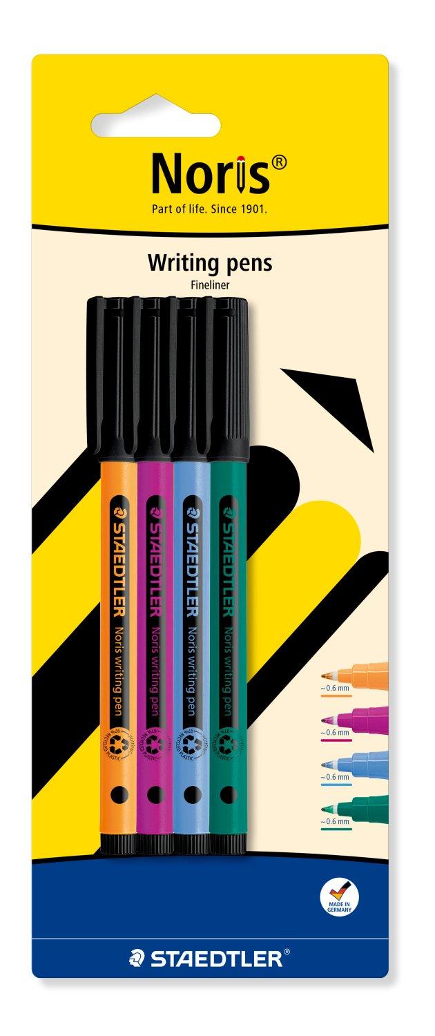 STAEDTLER Noris Writing Pen 307. Rotuladores Finos 0,6 mm – Blíster de 4 Colores