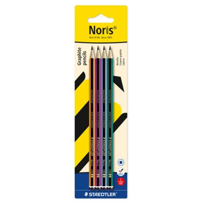 STAEDTLER Noris 120 - Lápices de Grafito HB Colores Surtidos – Blíster de 4